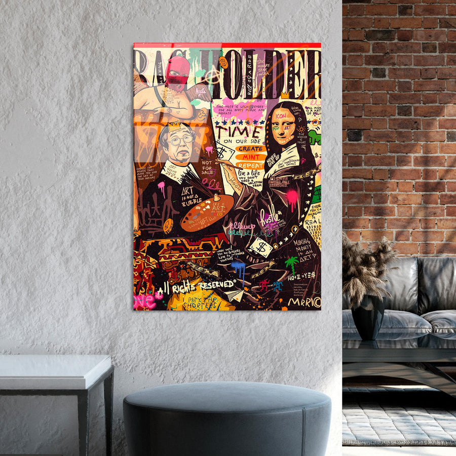 Mona Lisa Pop Art Cam Tablo - Cok Renkli