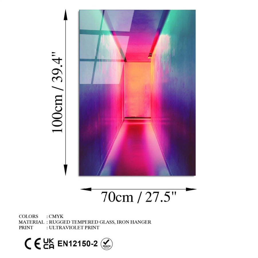 Soyut Koridor Modern Cam Tablo - Pembe