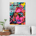Pop Art Kadin Portre Cam Tablo - Pembe