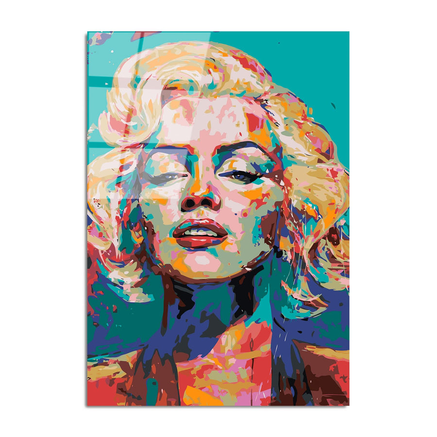 Marilyn Monroe Pop Art Cam Tablo - Yesil