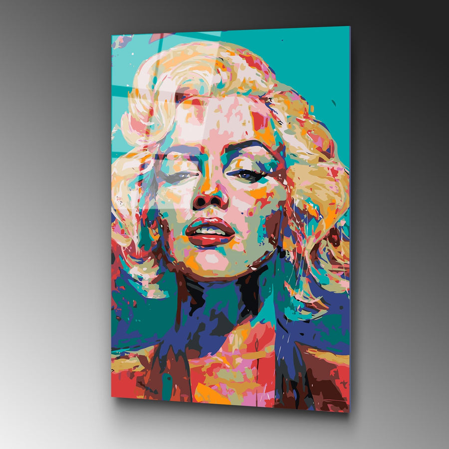 Marilyn Monroe Pop Art Cam Tablo - Yesil