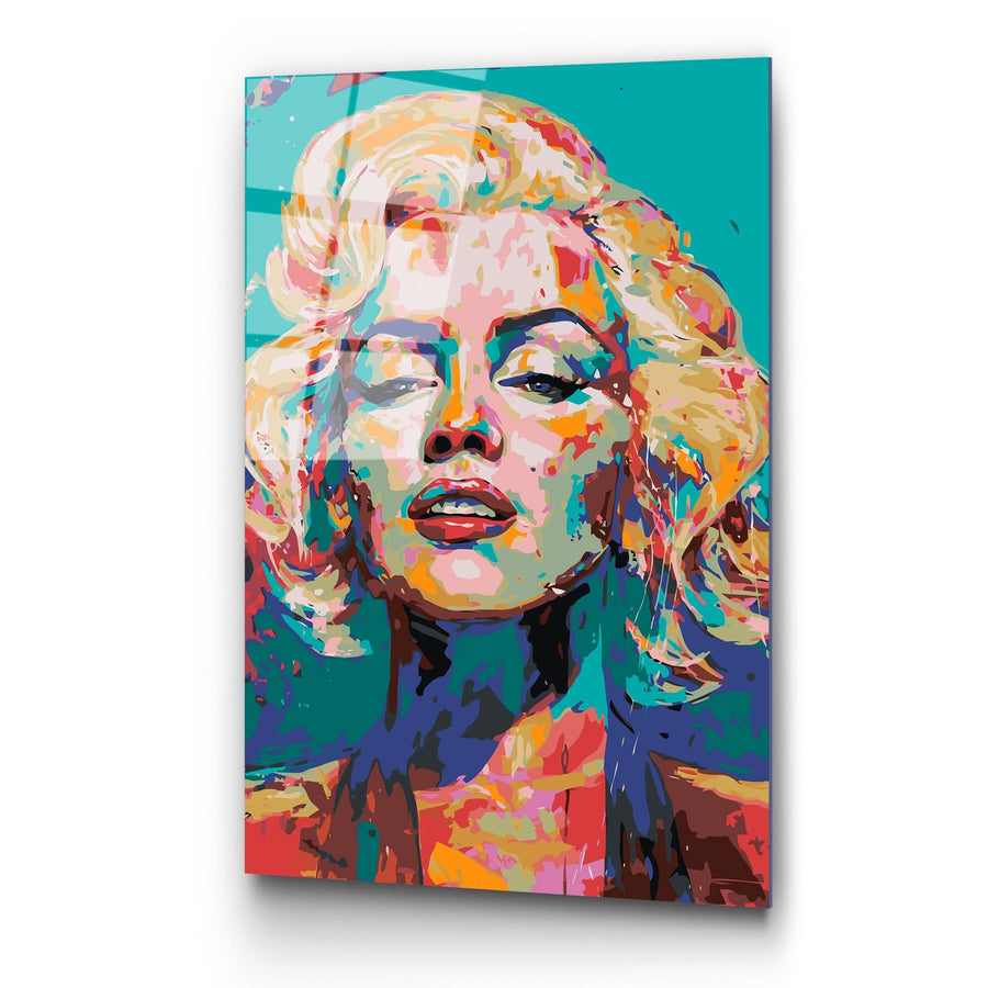 Marilyn Monroe Pop Art Cam Tablo - Yesil