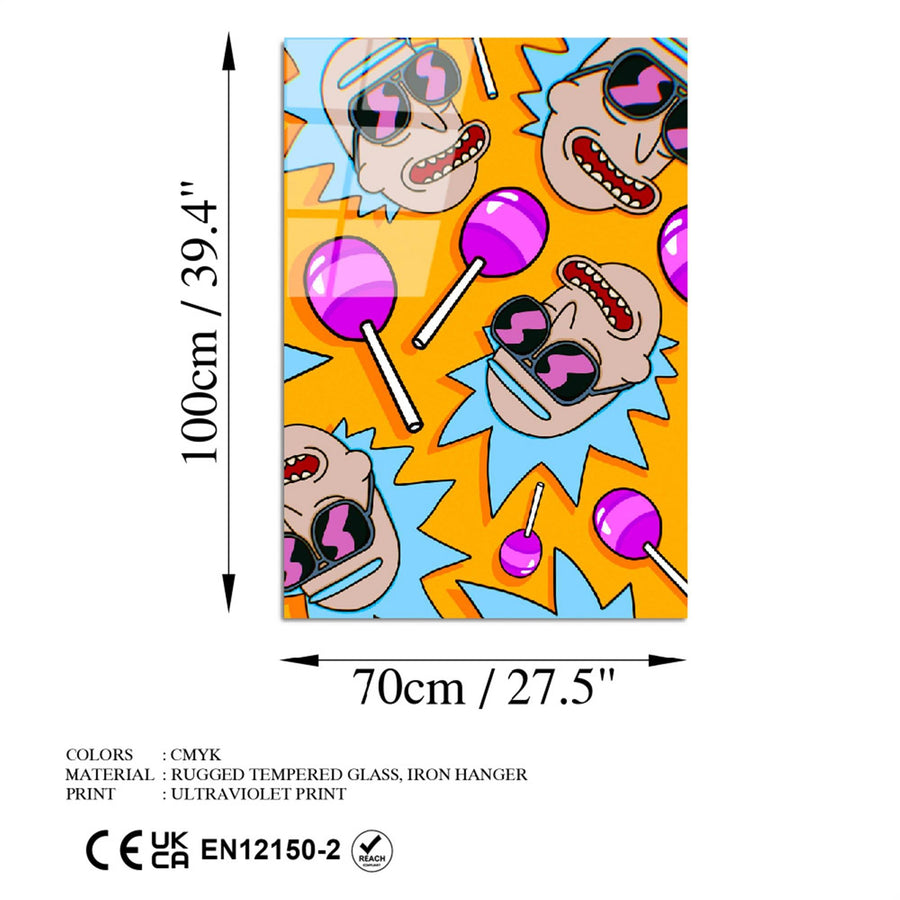 Karikatür Karakterli Pop Art Cam Tablo - Turuncu