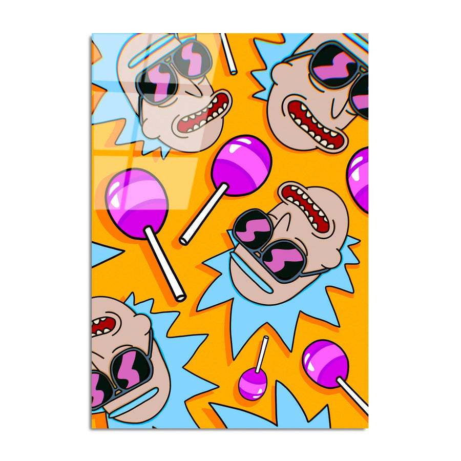 Karikatür Karakterli Pop Art Cam Tablo - Turuncu