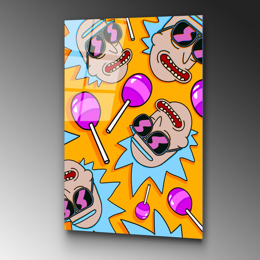 Karikatür Karakterli Pop Art Cam Tablo - Turuncu