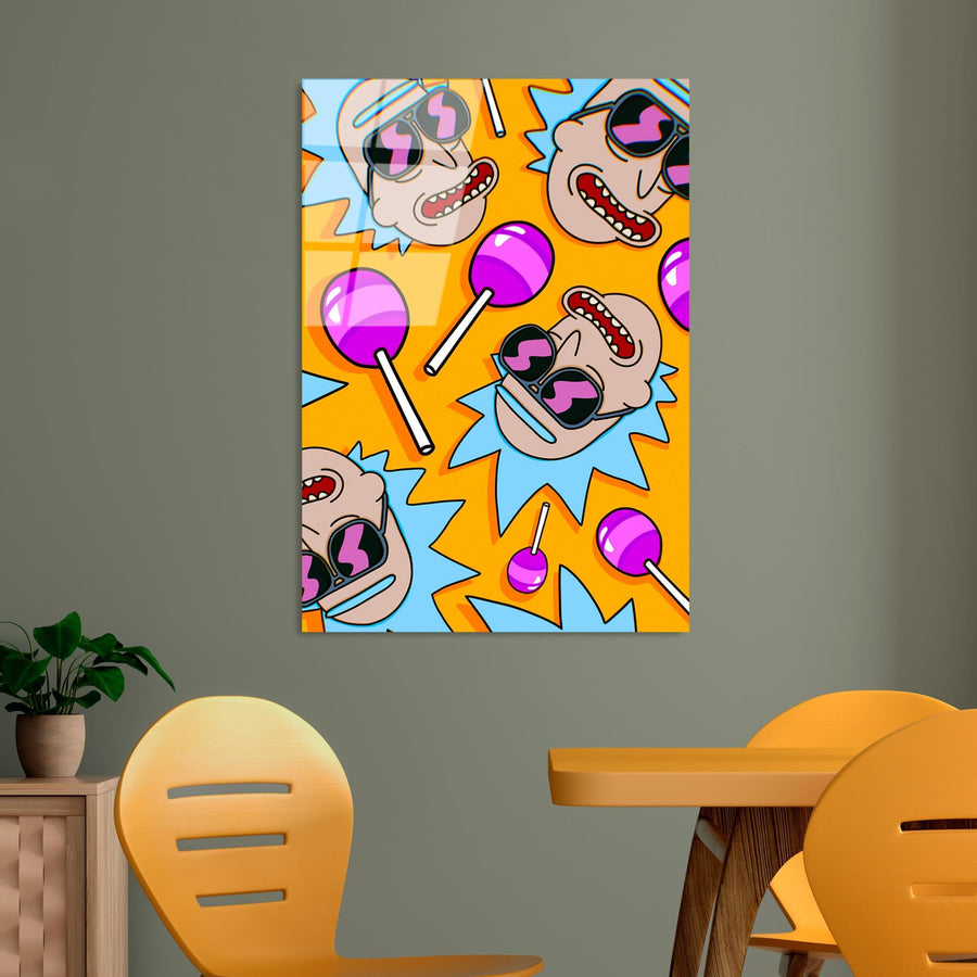 Karikatür Karakterli Pop Art Cam Tablo - Turuncu