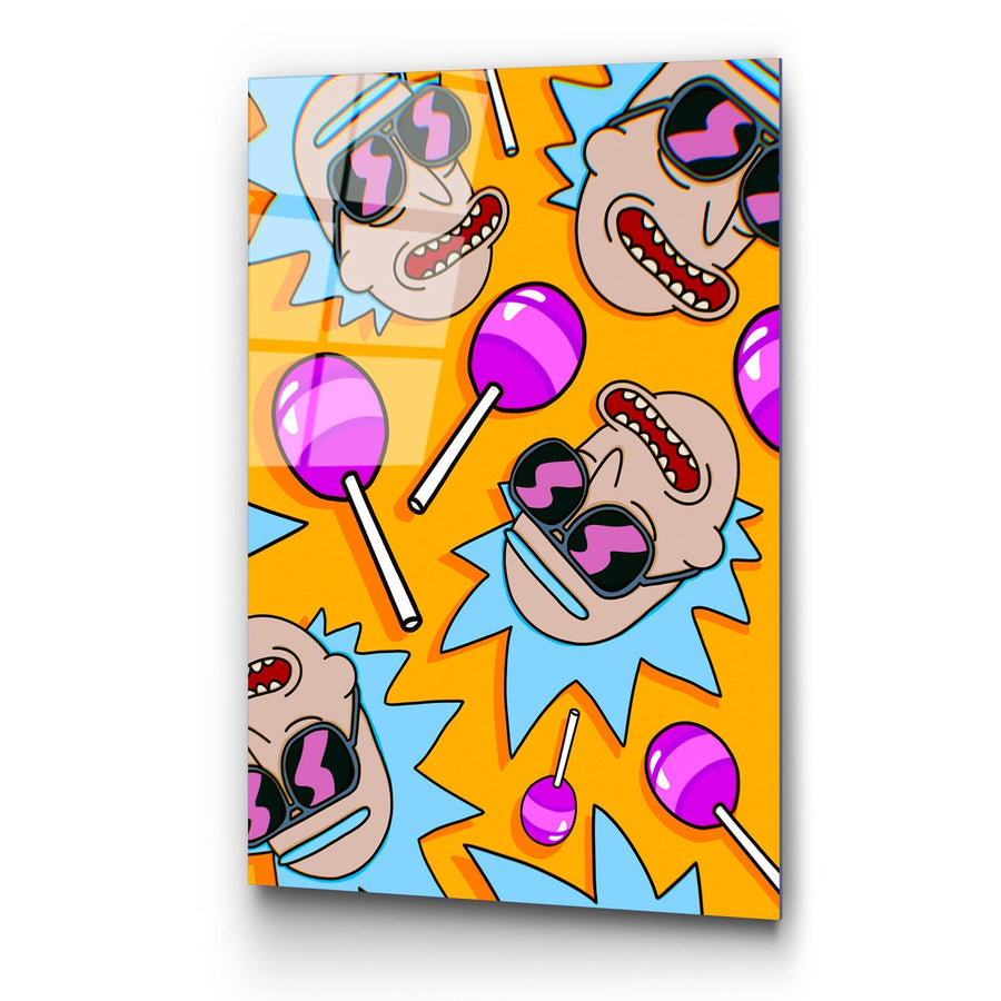 Karikatür Karakterli Pop Art Cam Tablo - Turuncu