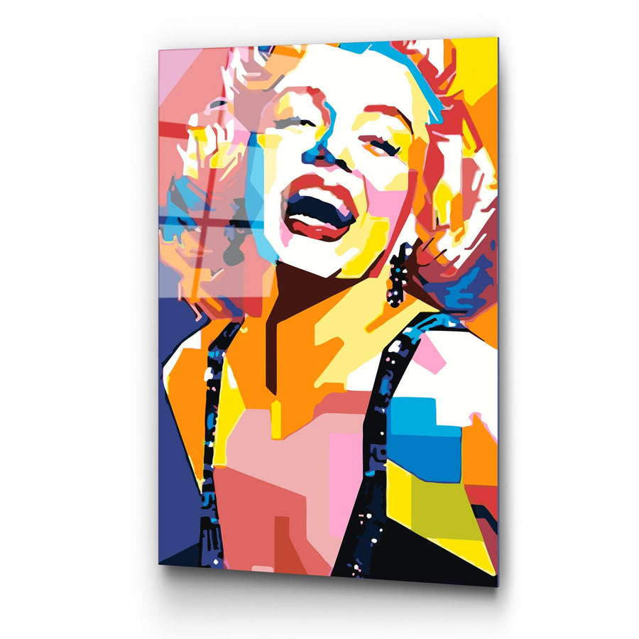Marilyn Monroe Geometrik Cam Tablo - Cok Renkli