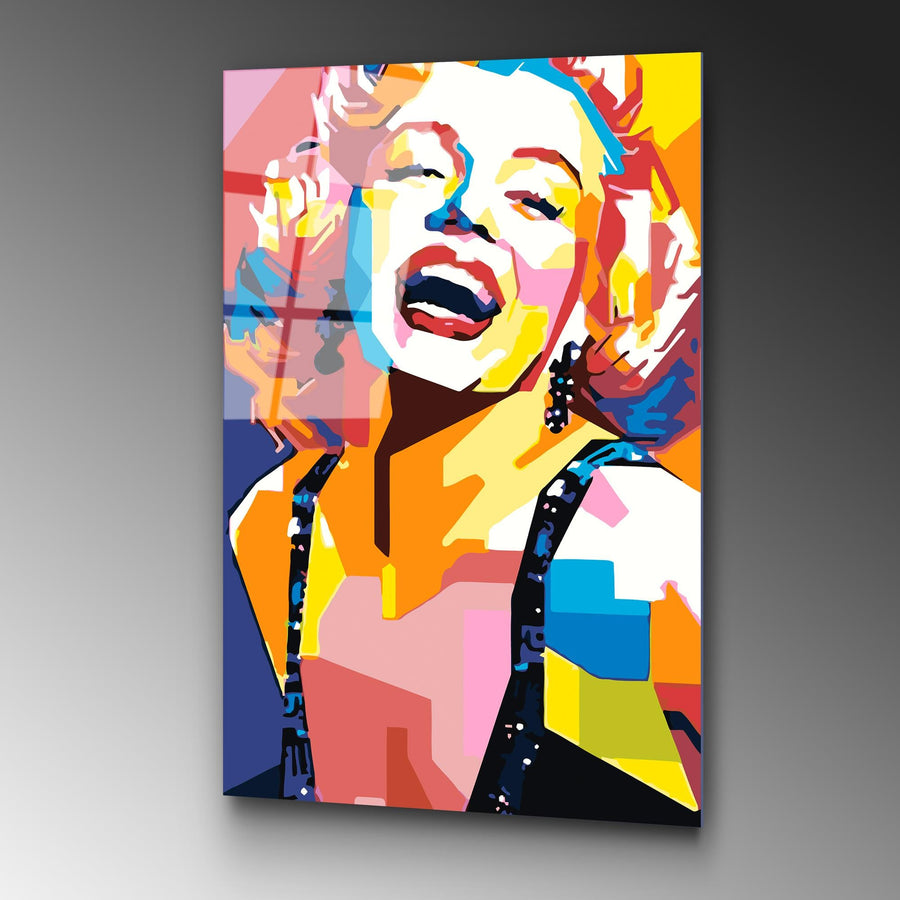 Marilyn Monroe Geometrik Cam Tablo - Cok Renkli