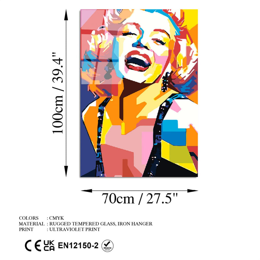 Marilyn Monroe Geometrik Cam Tablo - Cok Renkli
