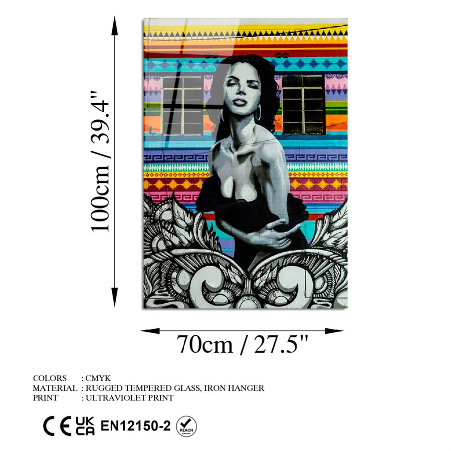 Kadın Pop Art Cam Tablo - Cok Renkli