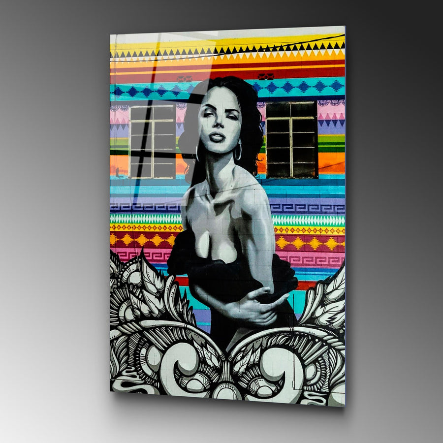 Kadın Pop Art Cam Tablo - Cok Renkli