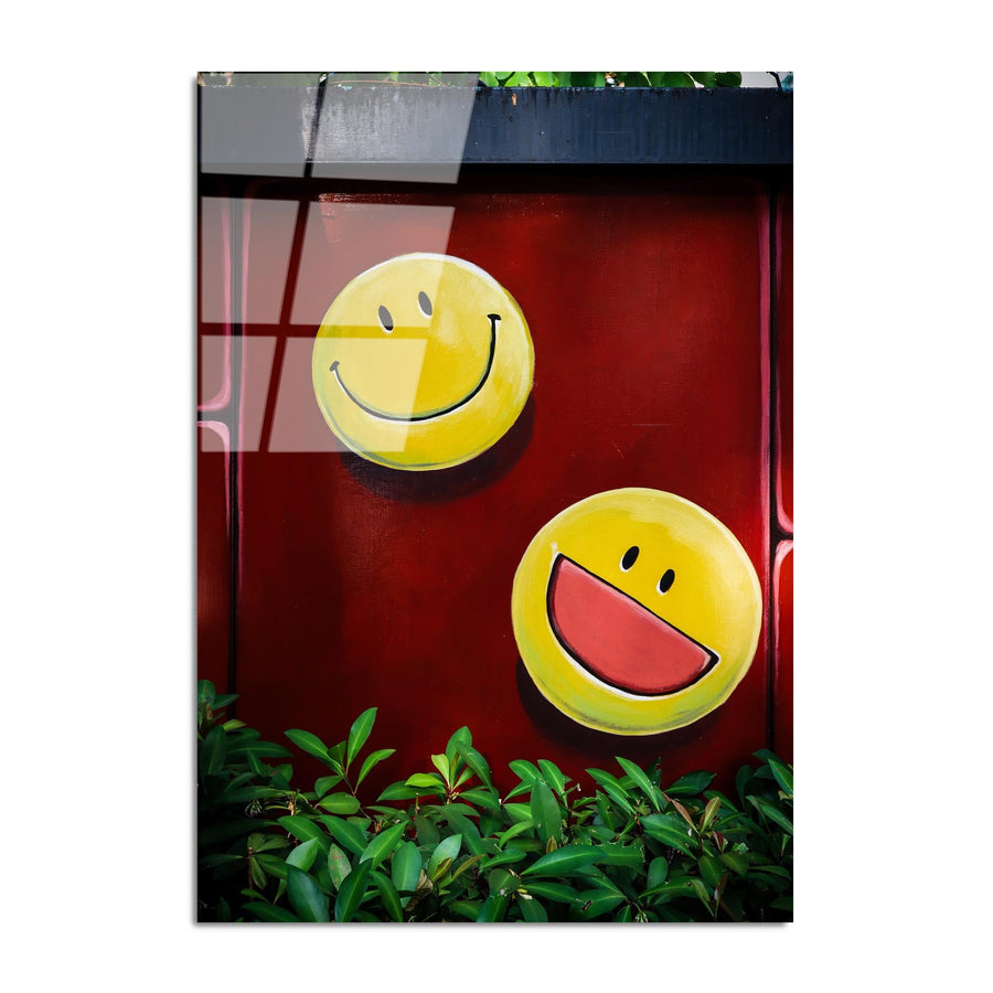 Smiley Yuz Pop Art Cam Tablo - Kirmizi