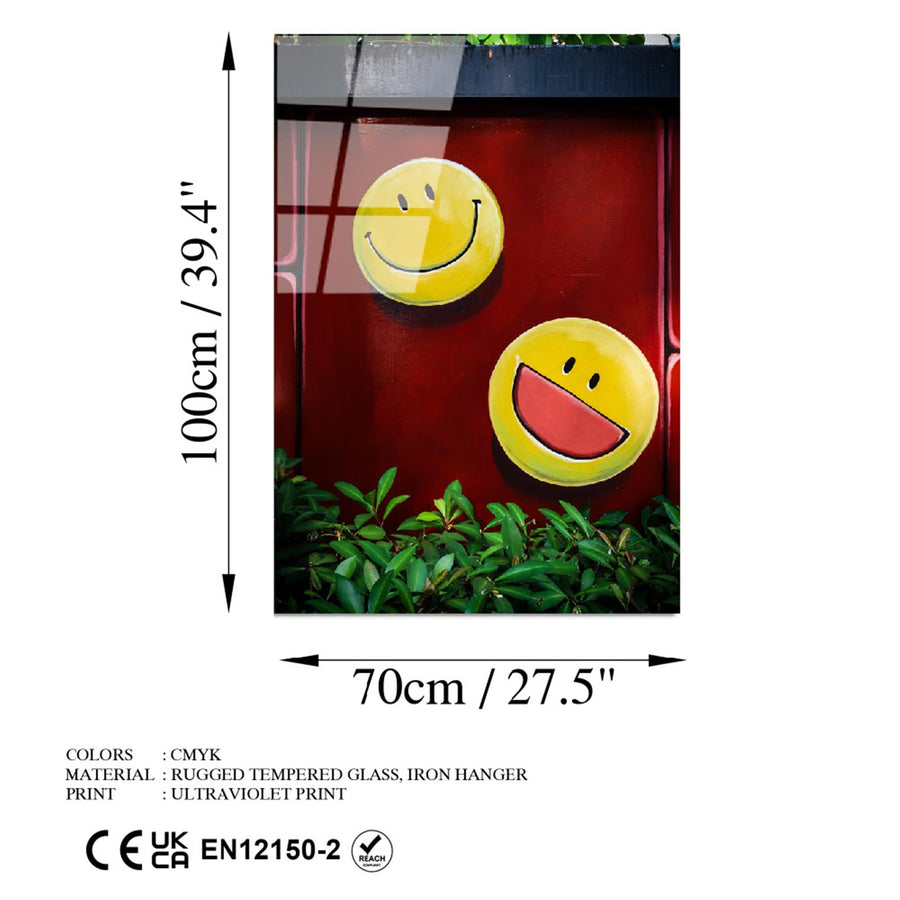 Smiley Yuz Pop Art Cam Tablo - Kirmizi