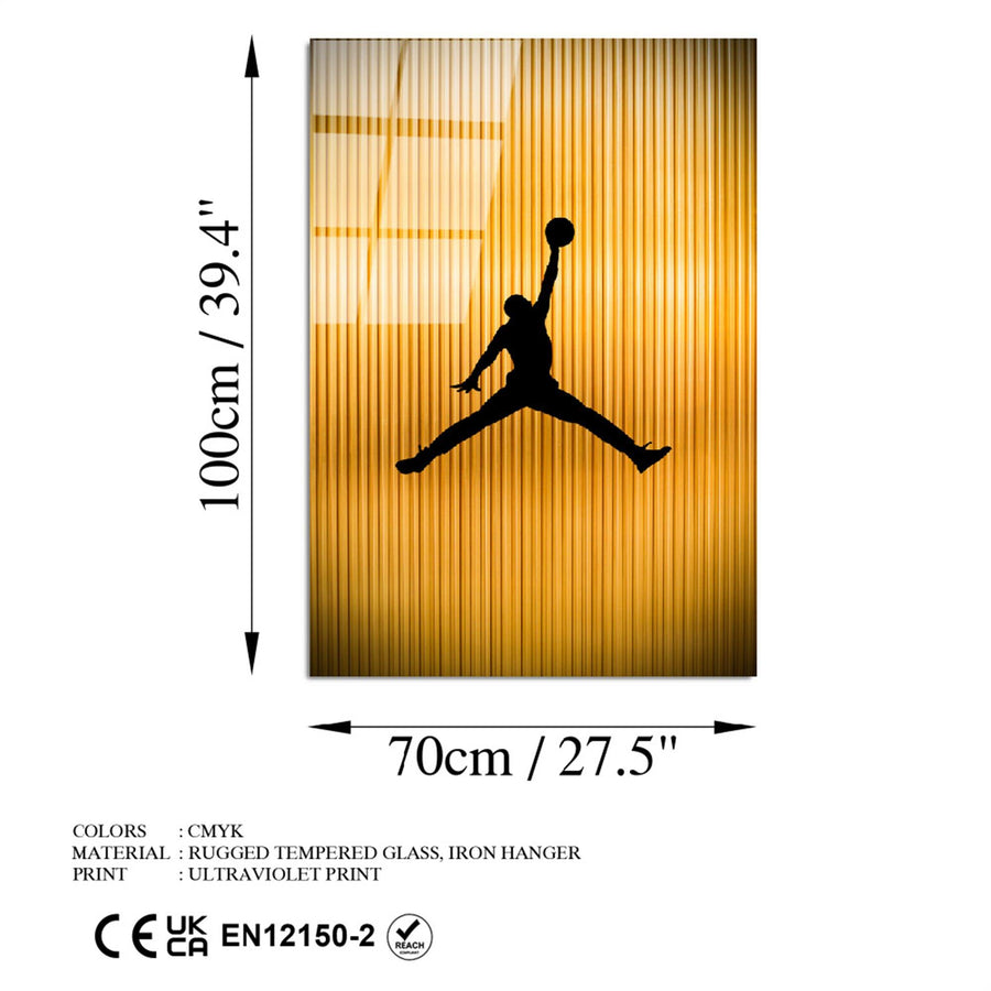 Basketbolcu Siluet Cam Tablo - Altin