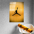 Basketbolcu Siluet Cam Tablo - Altin