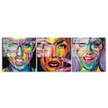 Pop Art Kadin Portre Uclu Set Cam Tablo - Cok Renkli