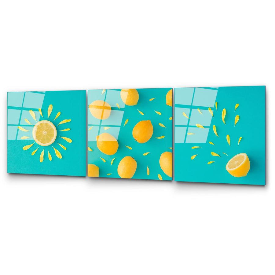 Limon Tropical Uclu Set Cam Tablo - Sari
