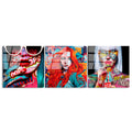 Pop Art Kadin Cesitlemeli Uclu Set Cam Tablo - Kirmizi