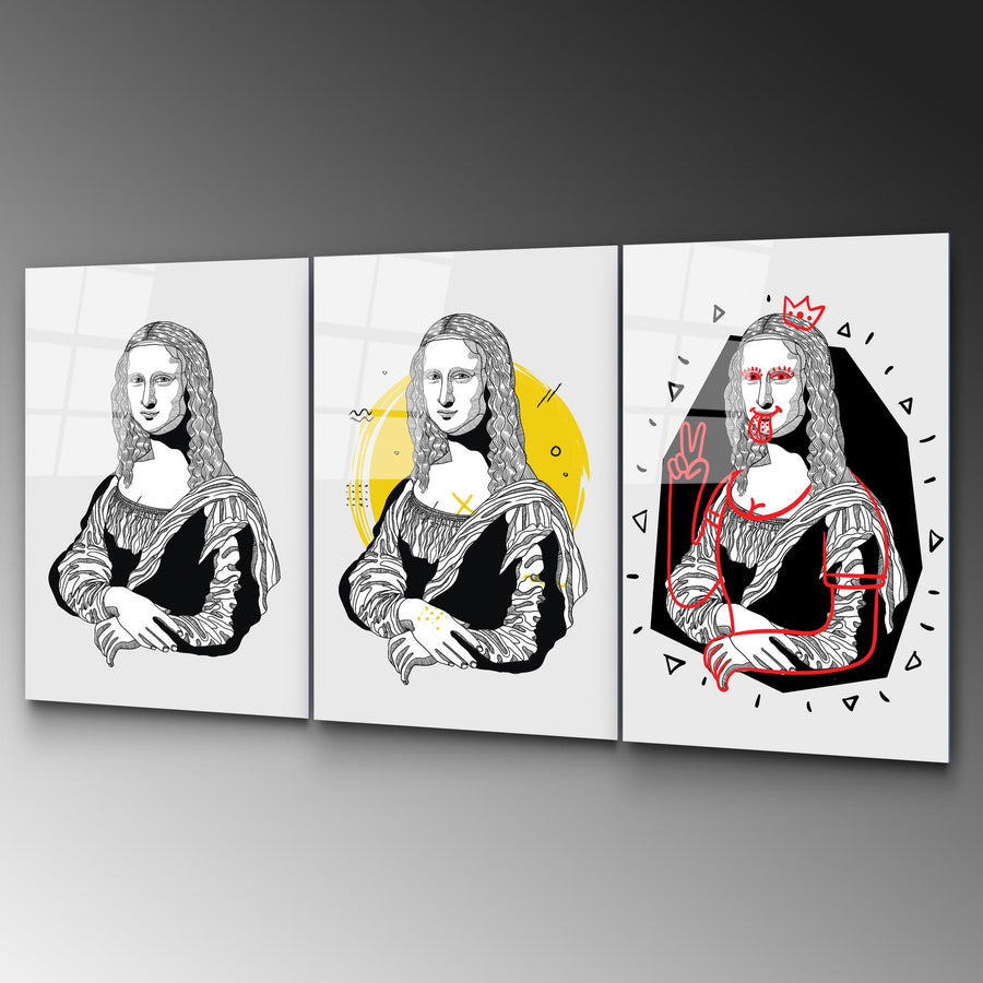 Mona Lisa Modern Set Cam Tablo - Beyaz
