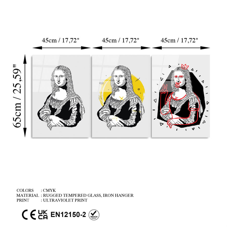 Mona Lisa Modern Set Cam Tablo - Beyaz