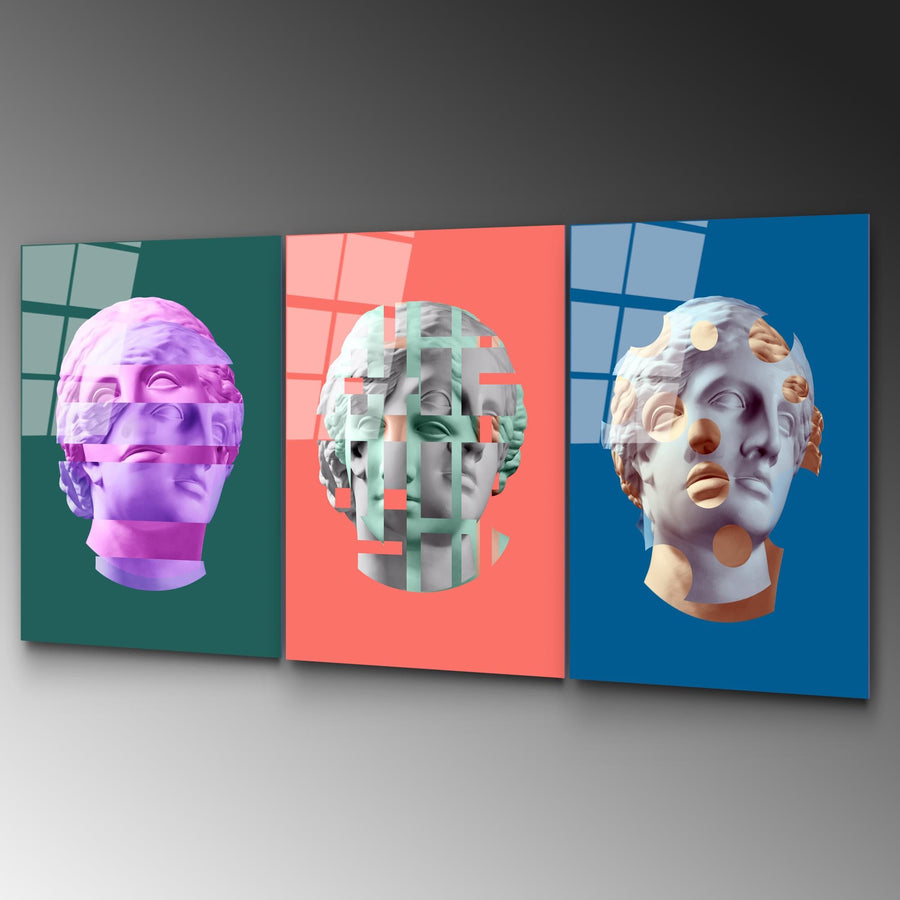 Heykel Pop-Art Set Cam Tablo - Cok-renkli