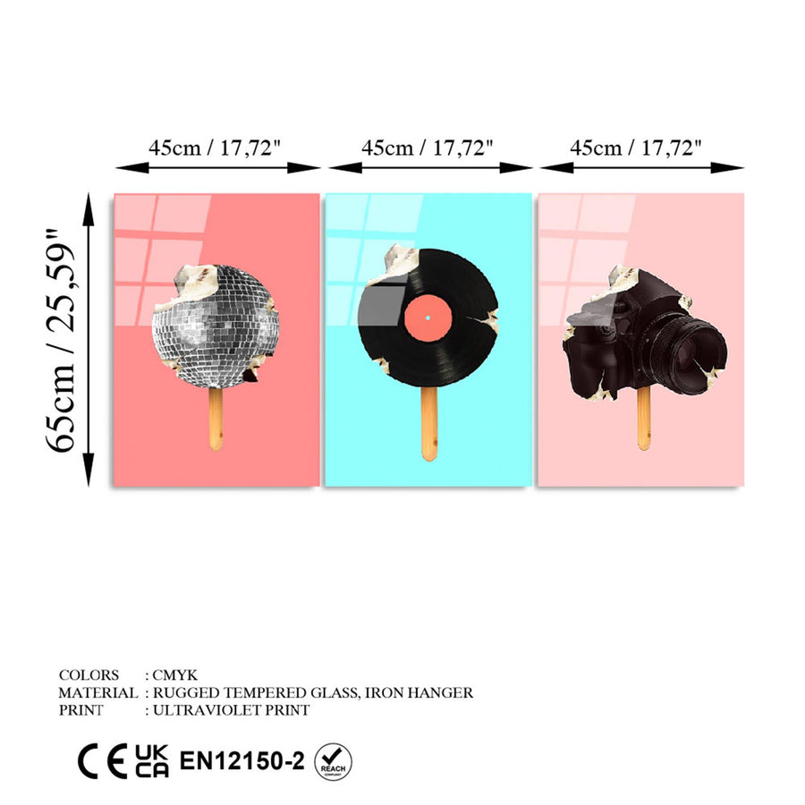 Pop-Art Dondurma Set Cam Tablo - Cok-renkli