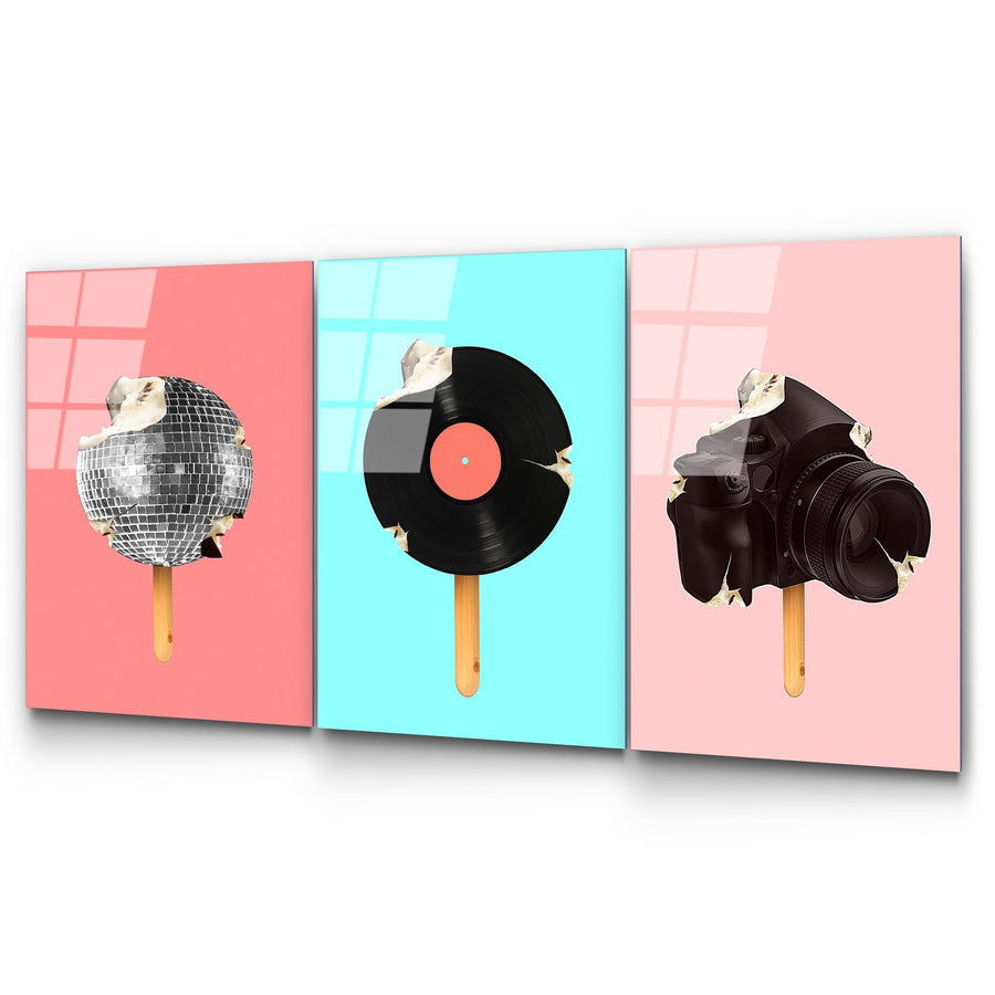 Pop-Art Dondurma Set Cam Tablo - Cok-renkli