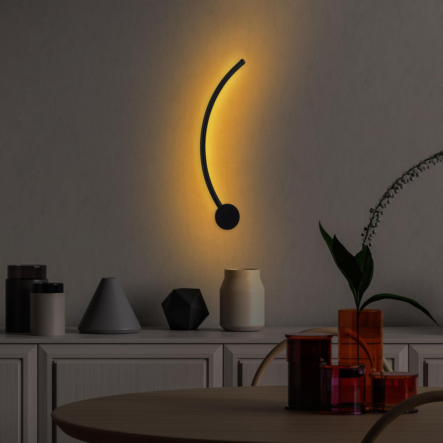 S-Form Modern LED Aplik - Siyah
