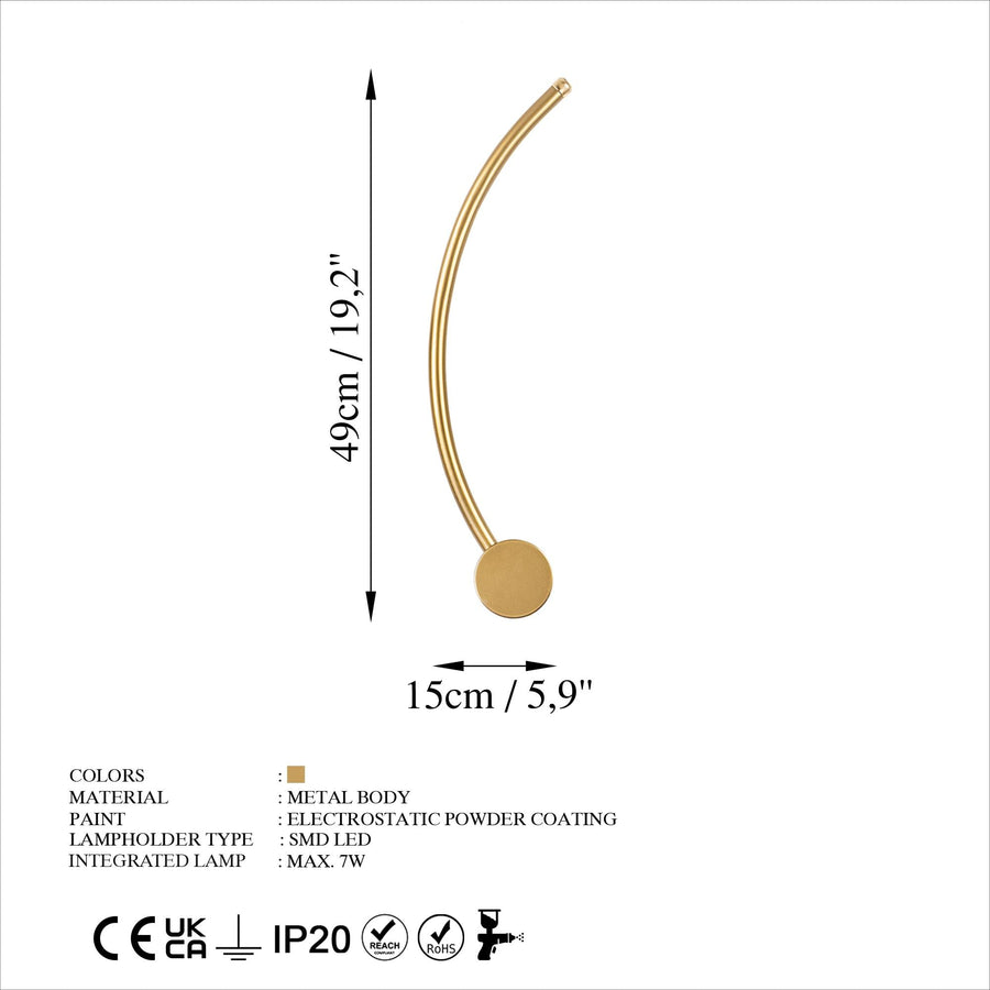 S-Form Modern LED Aplik - Altın