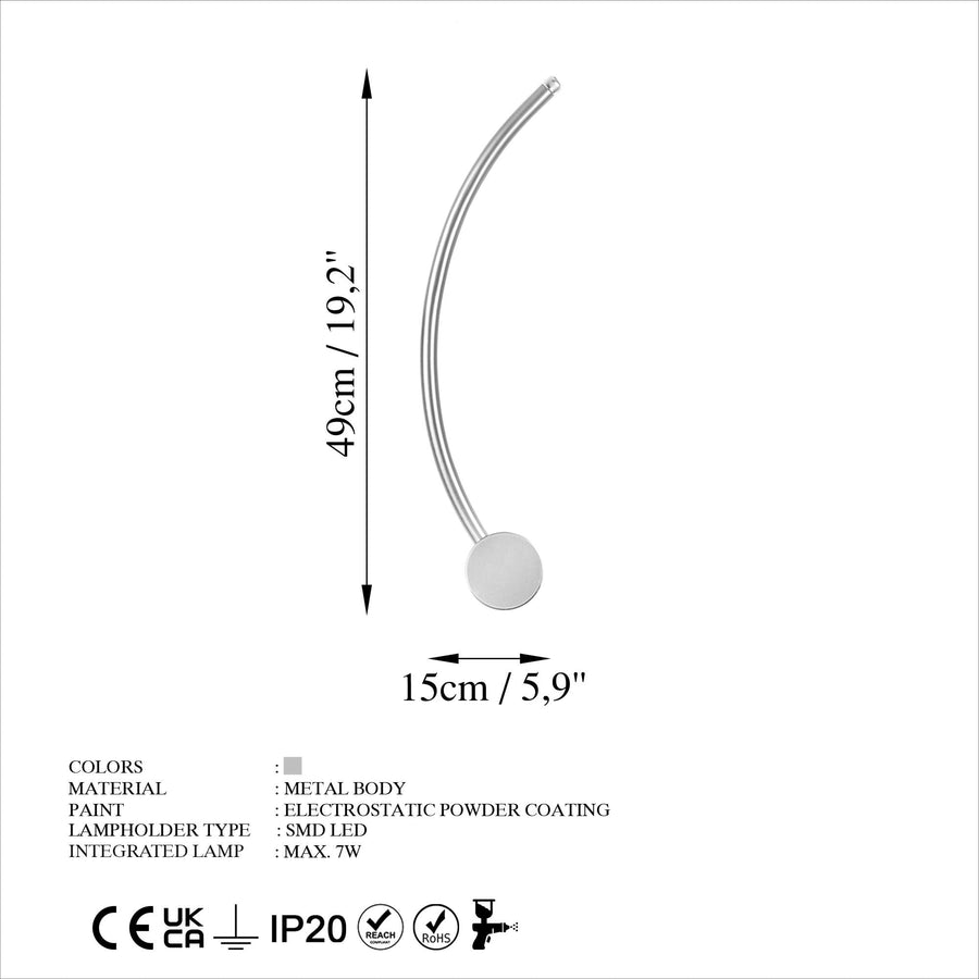 S-Form Modern LED Aplik - Gümüş