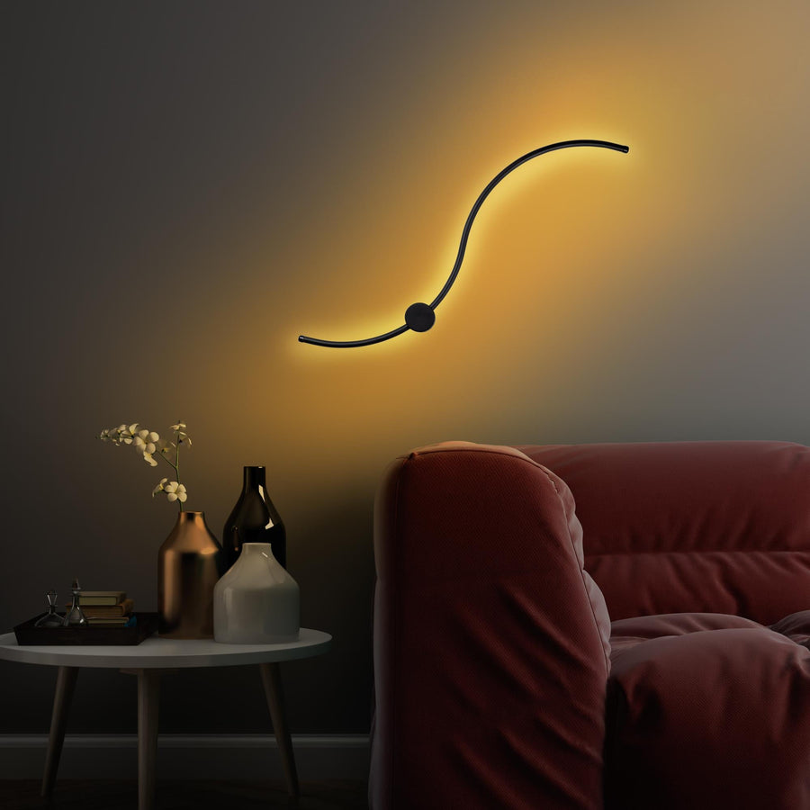 S-Dalga Modern LED Aplik - Siyah