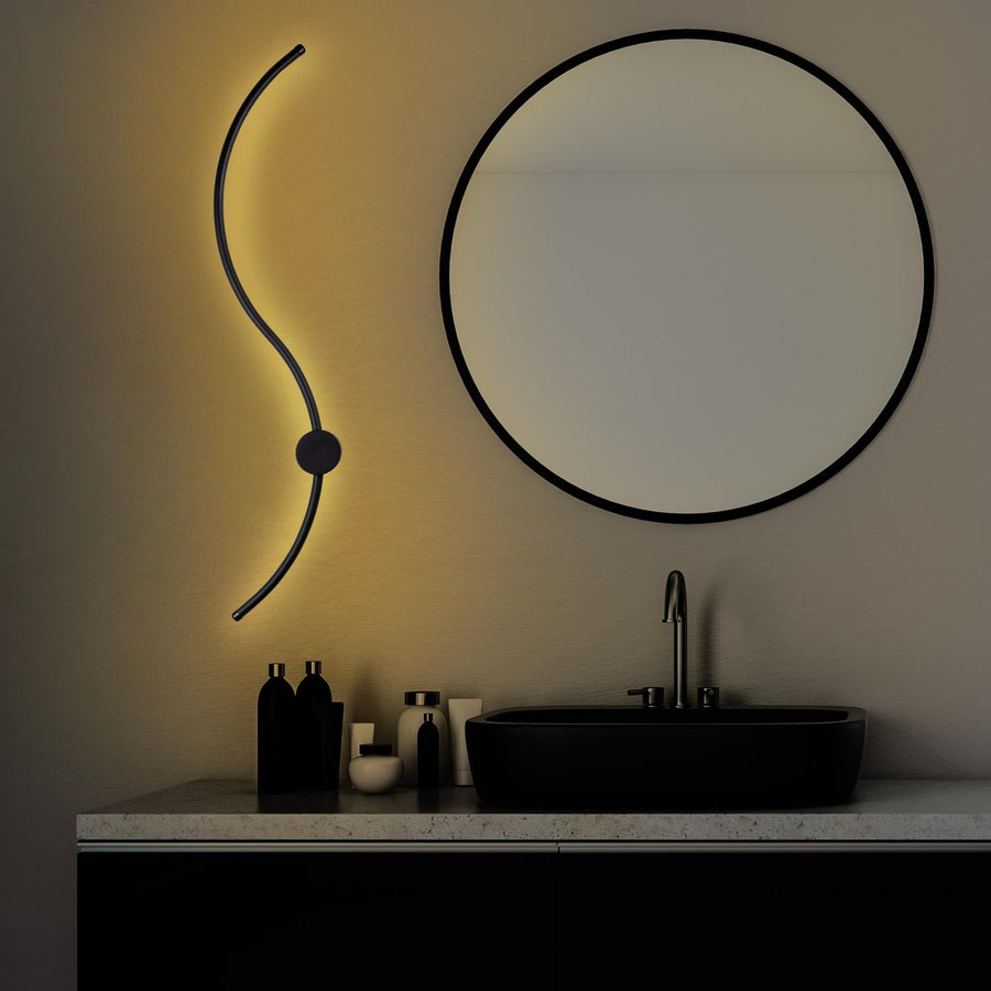 S-Dalga Modern LED Aplik - Siyah