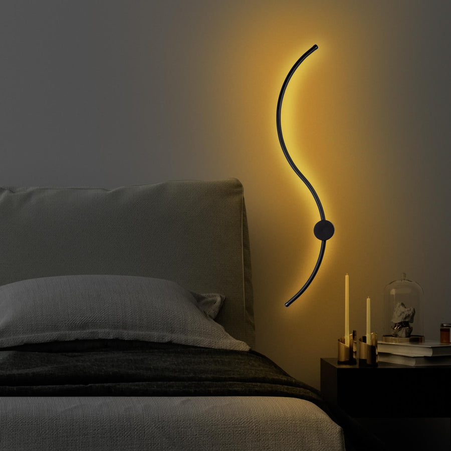 S-Dalga Modern LED Aplik - Siyah