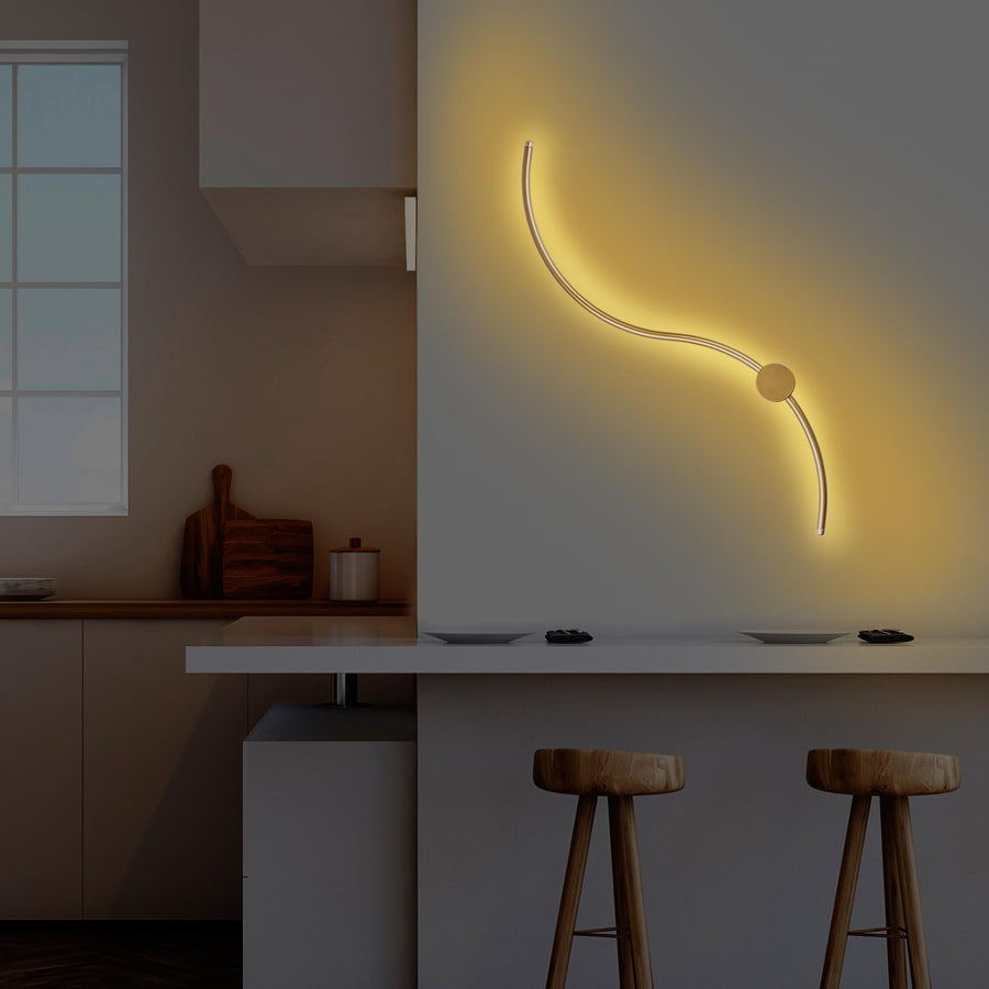 S-Dalga Modern LED Aplik - Altın
