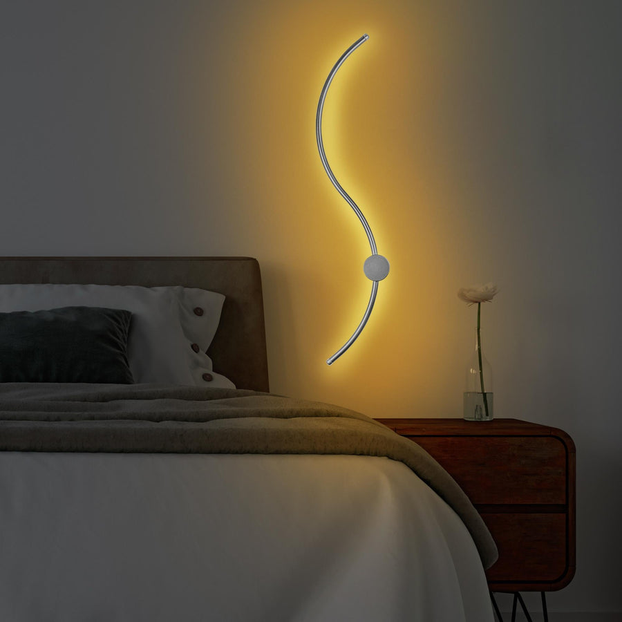 S-Dalga Modern LED Aplik - Gümüş