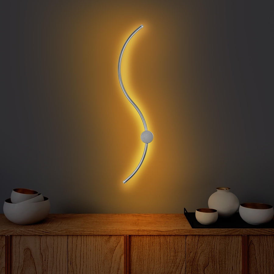 S-Dalga Modern LED Aplik - Gümüş