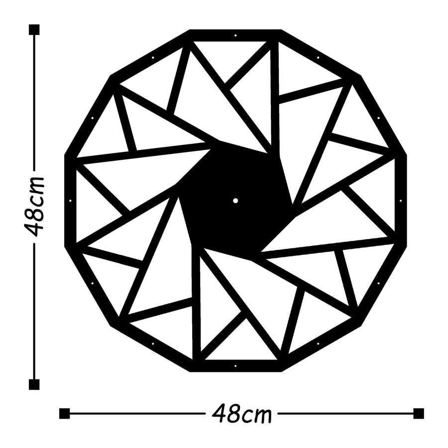 Geometrik Ucgen Siyah Metal Duvar Saati