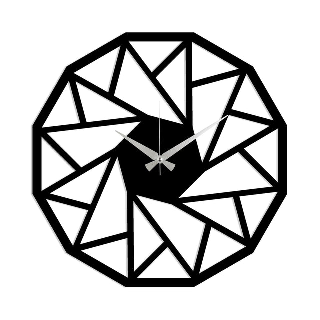 Geometrik Ucgen Siyah Metal Duvar Saati