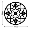 Cicek Mandala Siyah Metal Duvar Saati