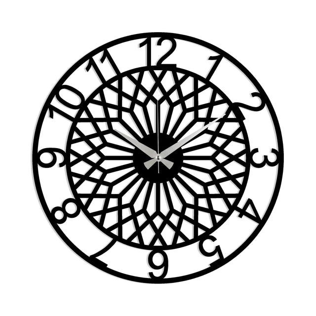 Geometrik Metal Duvar Saati - Siyah