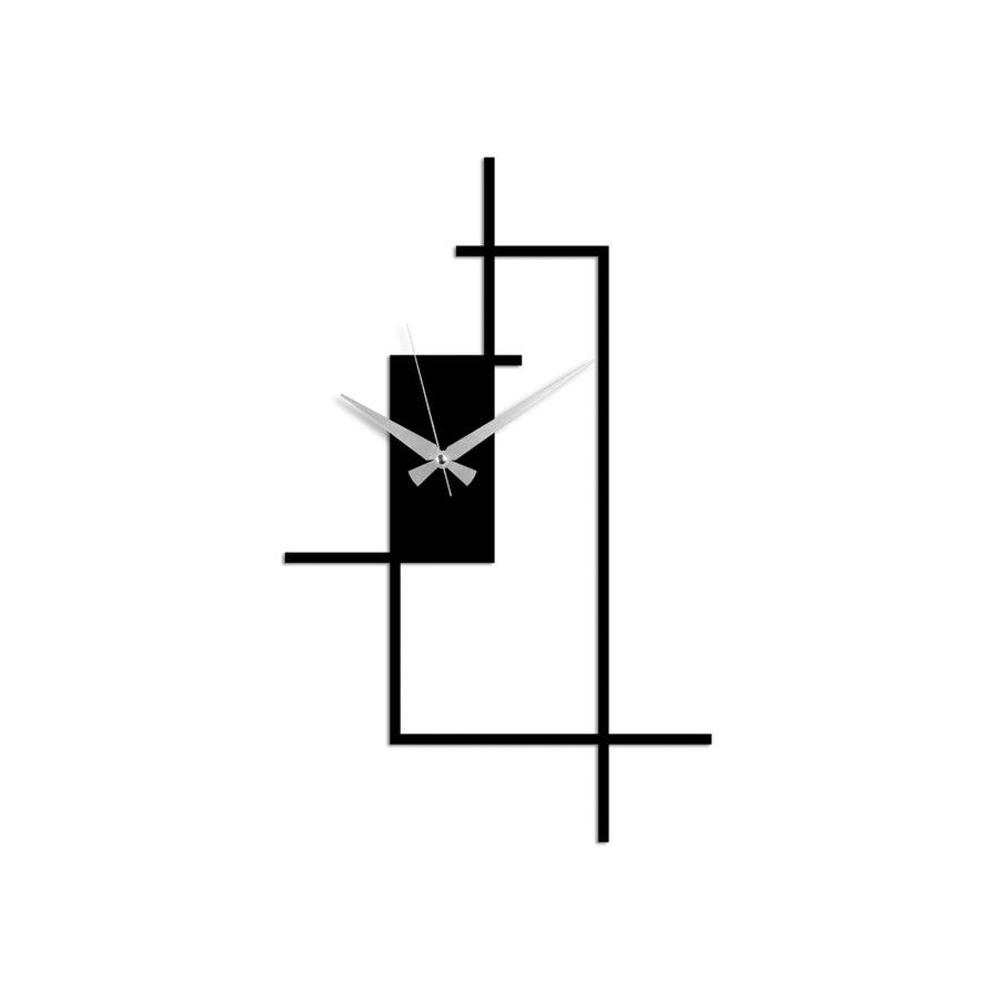 Dikey Dikdortgen Minimal Metal Duvar Saati - Siyah