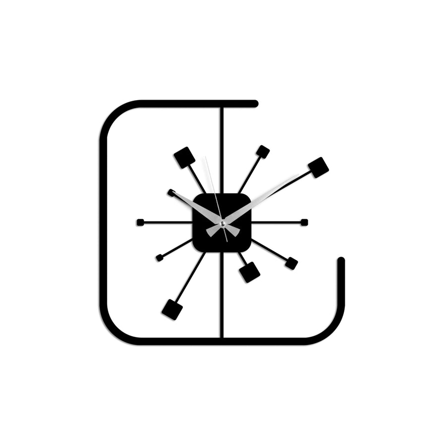 Sputnik Metal Duvar Saati - Siyah
