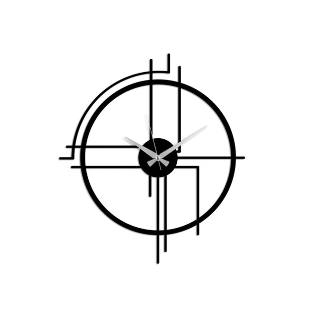 Izgara Modern Metal Duvar Saati - Siyah