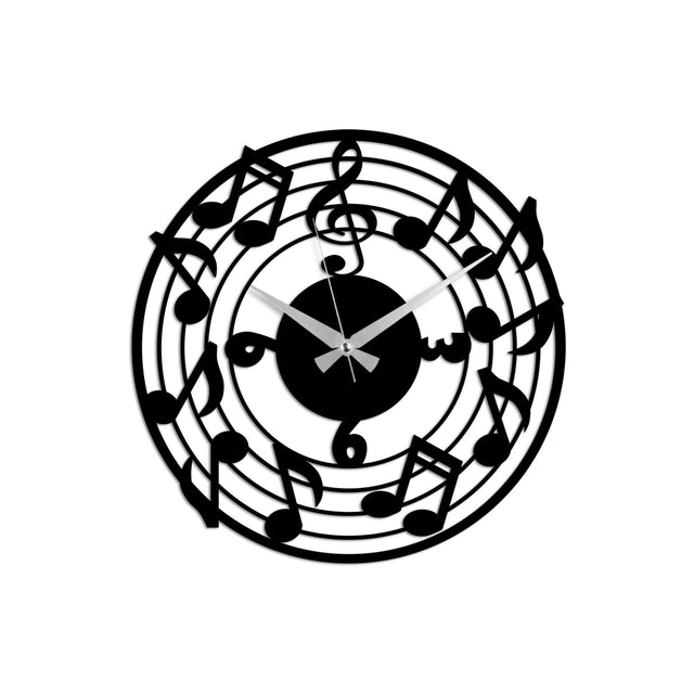 Nota Modern Metal Duvar Saati - Siyah