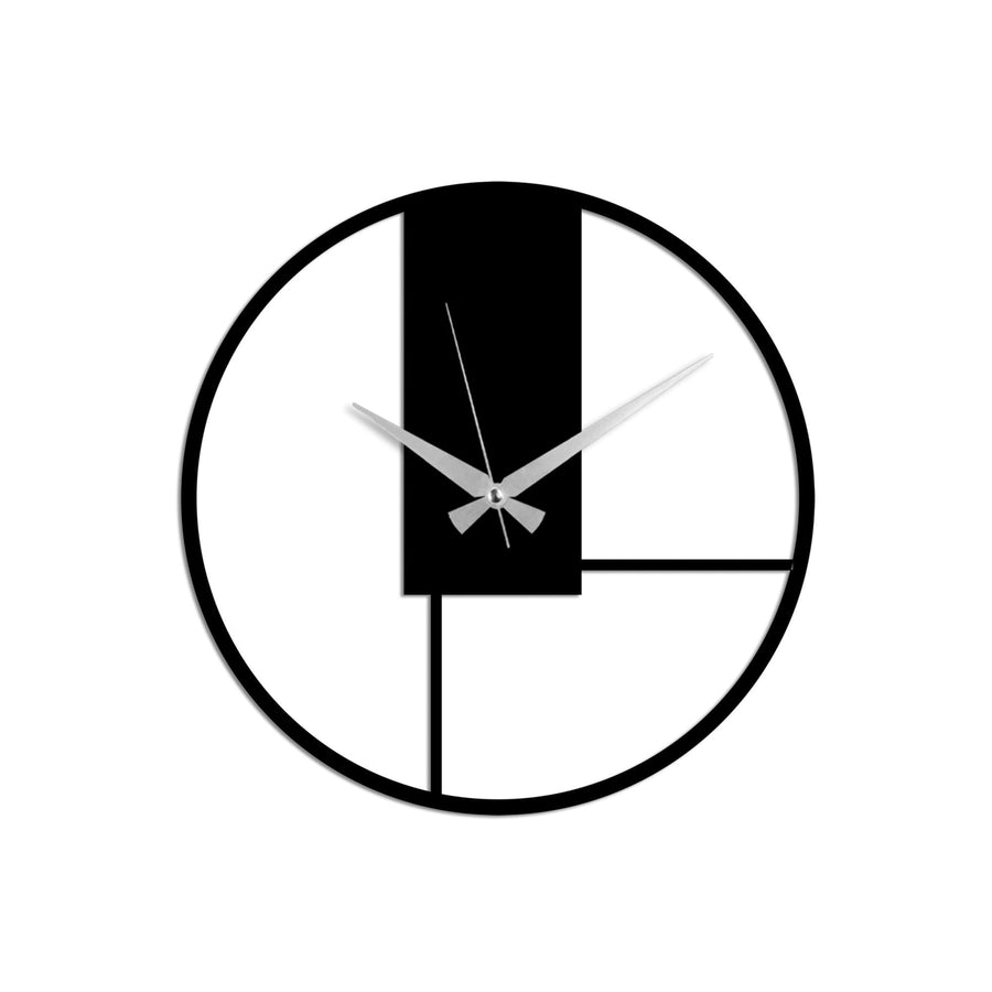 Mondrian Modern Metal Duvar Saati - Siyah