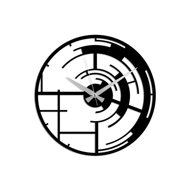 Devre Modern Metal Duvar Saati - Siyah