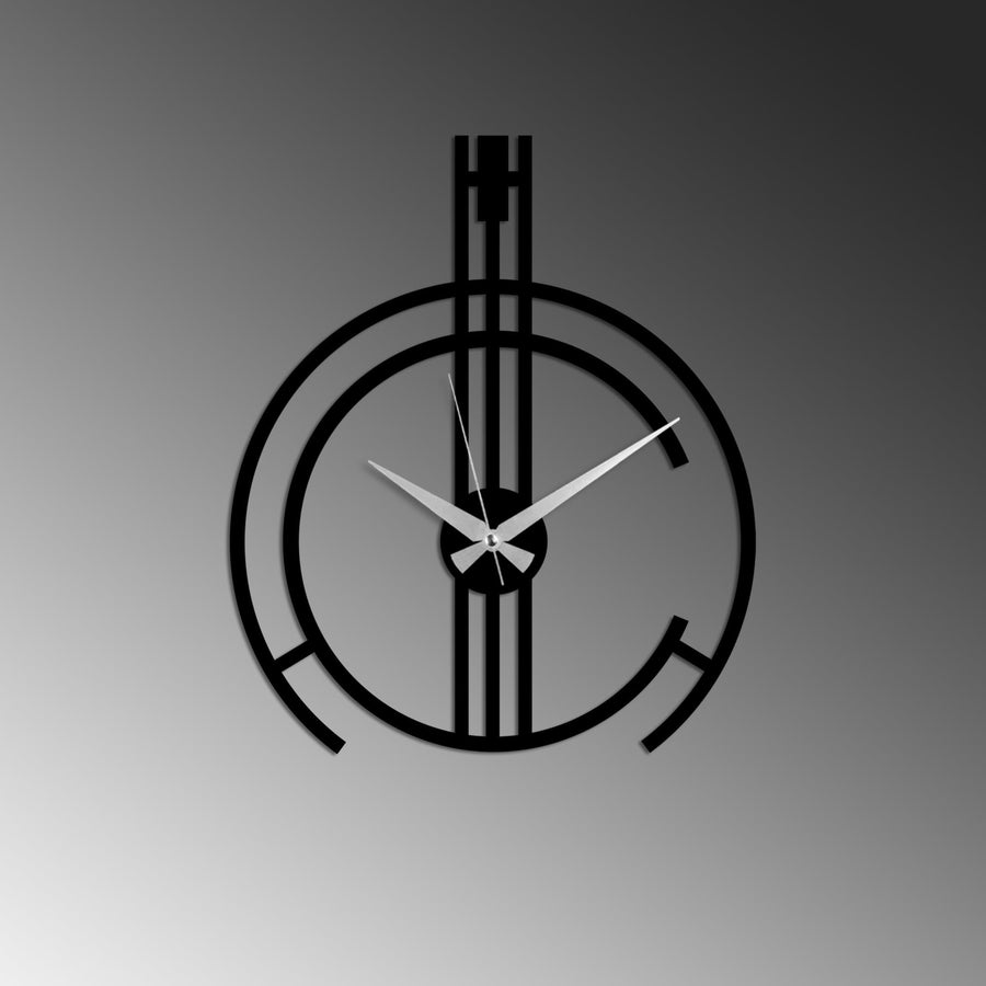 Dikey Çizgi Modern Metal Duvar Saati - Siyah
