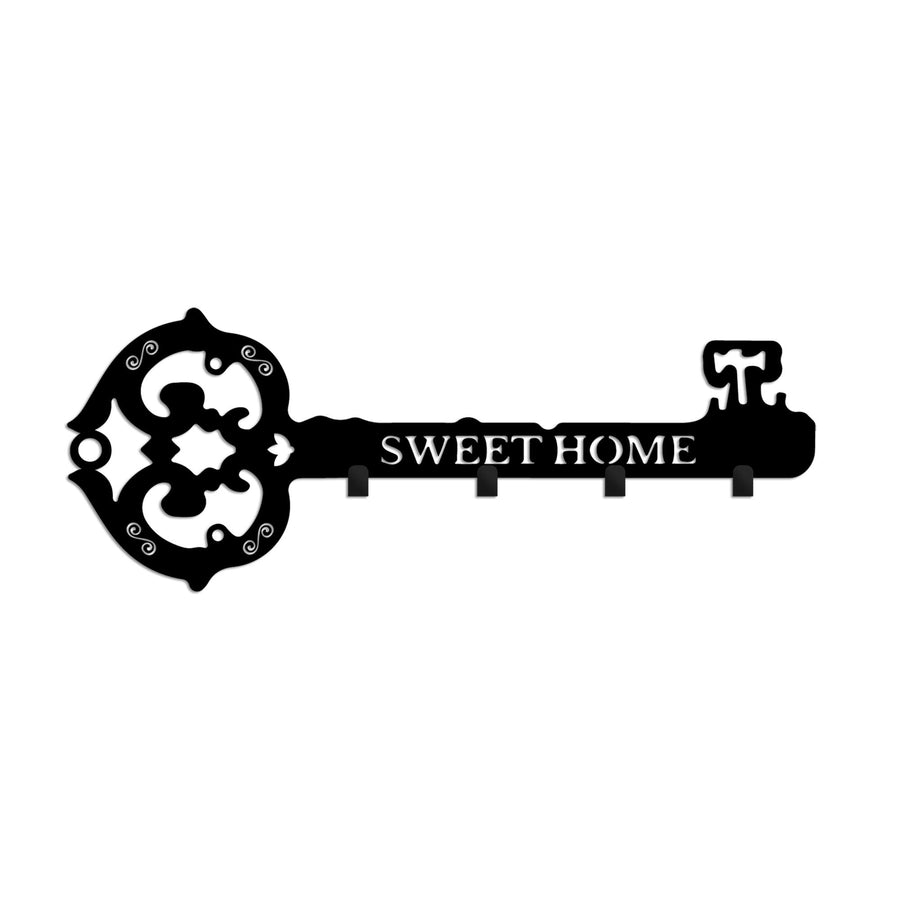 Sweet Home Anahtar Metal Duvar Askılığı - Siyah