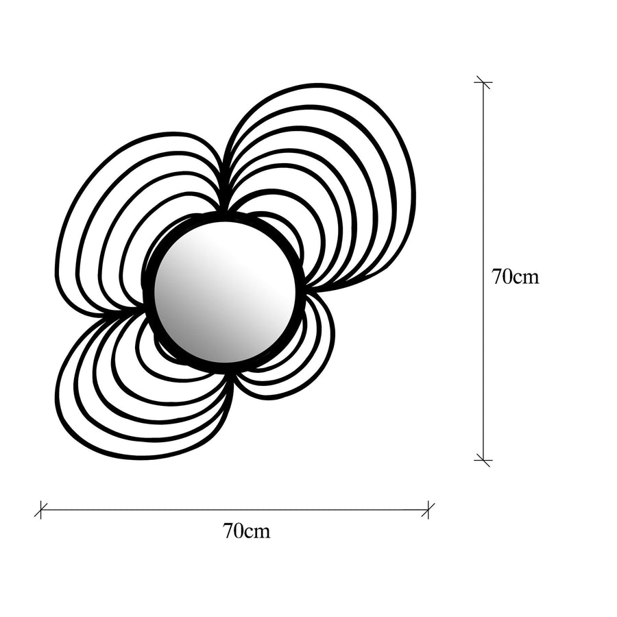 Spiral Sarmal Metal Duvar Aynası - Siyah